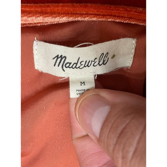 Madewell Women’s M Orange Blouse Top Velvet Tee Holiday Flowy Stretch Fall Boho - Picture 4 of 10